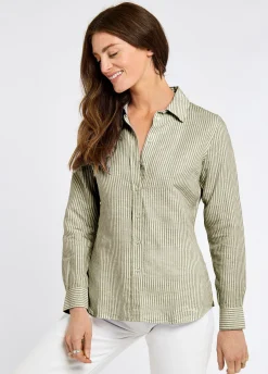 Butterfly Women’s Long Sleeve Linen Shirt - Khaki