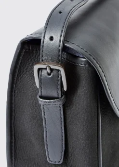 Clara Ladies Leather Saddle bag - Black