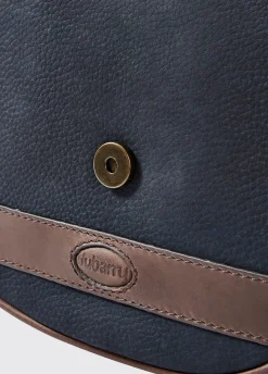 Clara Ladies Leather Saddle bag - Navy/Brown