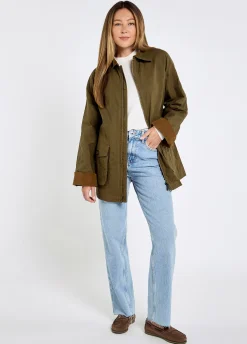 Delaney Women's Wax Cotton Utility Jacket - Dusky Green