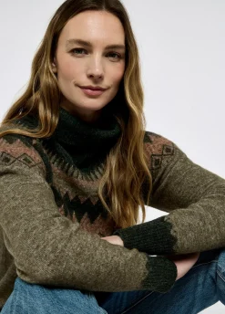 Devlin Women's Fair Isle pattern sweater - Olive Multi