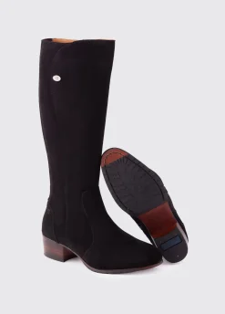 Downpatrick Knee High Boot - Black Suede