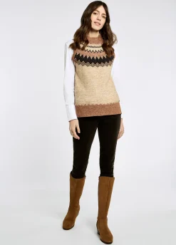 Doyle Women's Fair Isle pattern vest - Oat Multi