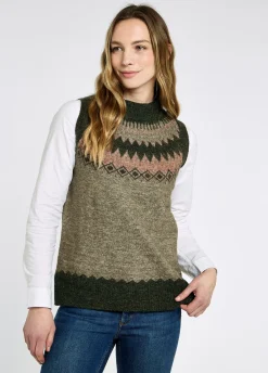 Doyle Women's Fair Isle pattern vest - Olive Multi