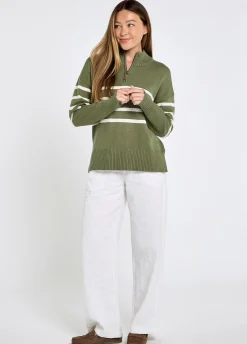 Fonthill Women’s Zip Neck Sweater - Kelp