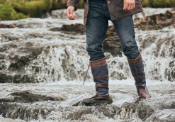 Galway Mens Country Boot - Navy/Brown