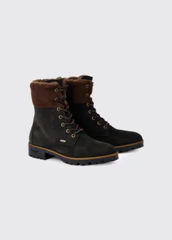 Glengarriff Ladies Fur Lined Laced Ankle Boot - Black