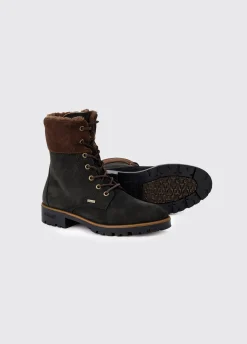 Glengarriff Ladies Fur Lined Laced Ankle Boot - Black