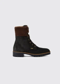 Glengarriff Ladies Fur Lined Laced Ankle Boot - Black