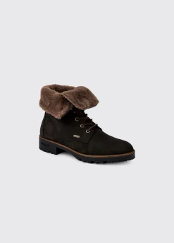 Glengarriff Ladies Fur Lined Laced Ankle Boot - Black