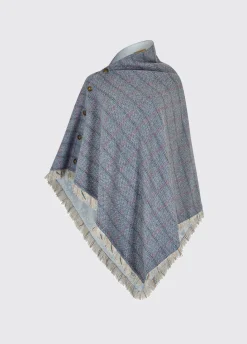 Hazelwood Tweed Poncho - Denim Haze