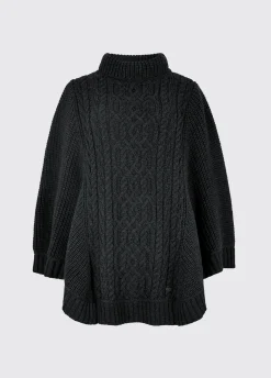 Kilronan Women’s Merino Poncho - Charcoal