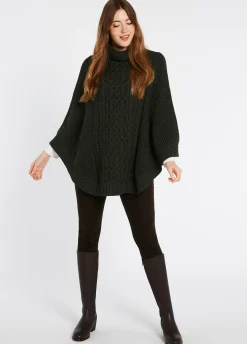 Kilronan Women’s Merino Poncho - Olive