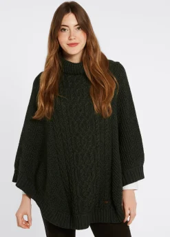 Kilronan Women’s Merino Poncho - Olive