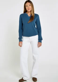 Kiltartan Women’s textured knitted sweatshirt - Indigo