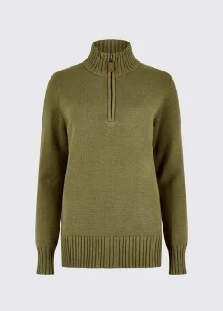 Markham Women's zip neck sweater - Dusky Green