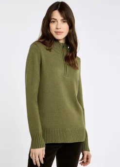 Markham Women's zip neck sweater - Dusky Green