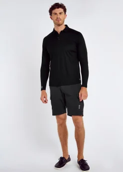 Piraeus Men's Long Sleeve Technical Polo - Black