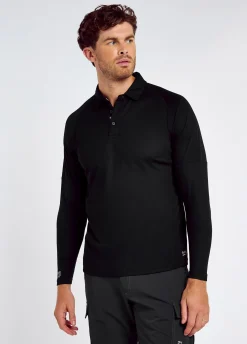 Piraeus Men's Long Sleeve Technical Polo - Black