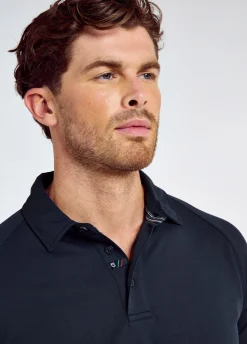 Piraeus Men's Long Sleeve Technical Polo - Navy