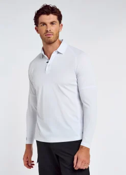 Piraeus Men's Long Sleeve Technical Polo - White