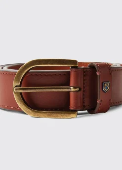 Porthall Mens Leather Belt - Chestnut