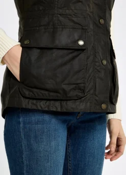 Rathsallagh Women's wax cotton gilet - Verdigris