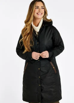 Redington Ladies Long Wax Coat - Black