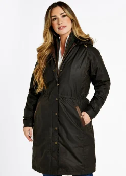 Redington Ladies Long Wax Coat - Verdigris