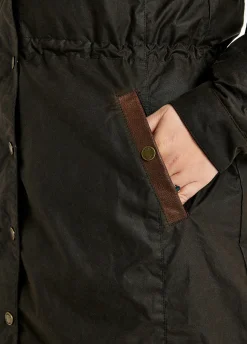 Redington Ladies Long Wax Coat - Verdigris