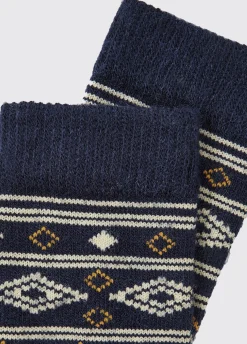 Rolestown Fair Isle Alpaca socks - Navy