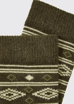 Rolestown Fair Isle Alpaca socks - Olive