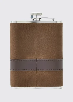 Rugby Mens Hipflask - Walnut