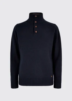 Shields Men’s button neck knit - Navy