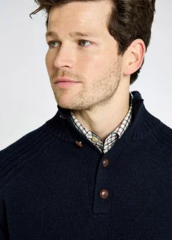 Shields Men’s button neck knit - Navy