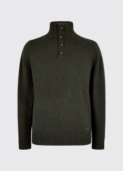 Shields Men’s button neck knit - Olive