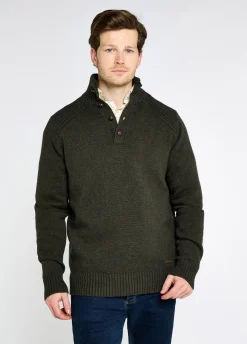 Shields Men’s button neck knit - Olive
