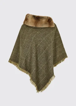 Silverfir Women's Tweed Poncho - Thistle