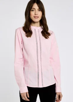 Waterlily Ladies Mandarin Collar Shirt - Pale Pink