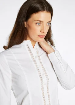 Waterlily Ladies Mandarin Collar Shirt - White